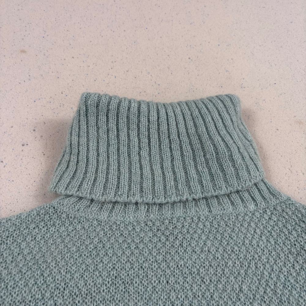 Maison Pholya Womens S Light Blue Mohair Turtleneck Sweater Fringe Quiet Luxury - Picture 4 of 10